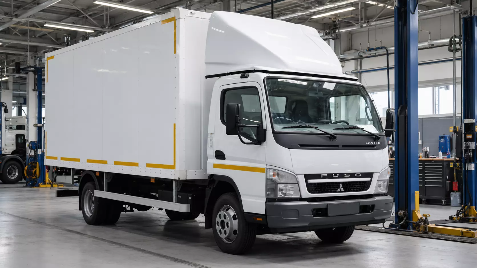Грузовик Mitsubishi Fuso в автосервисе